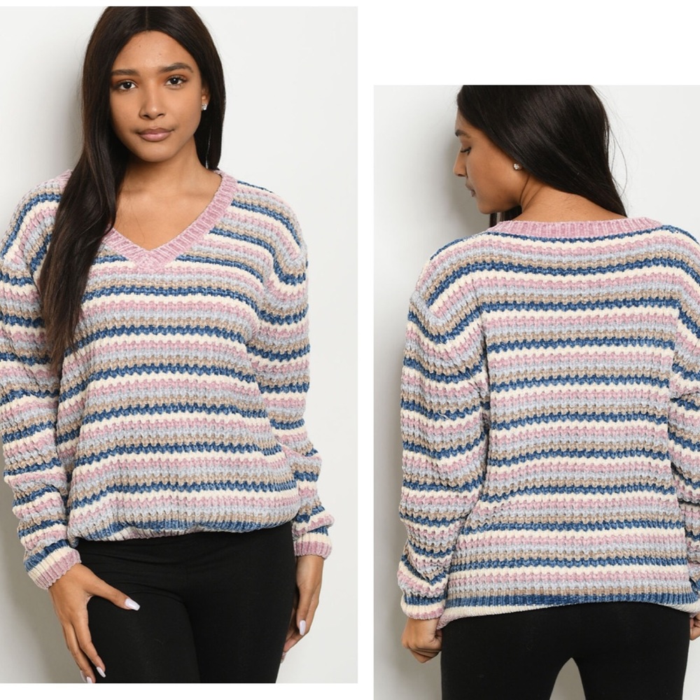 🤩Ultra Luxe Pink Striped Sweater🌟